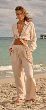 Azure Pant 100% cotton pants linen style crunchy granola beach trousers